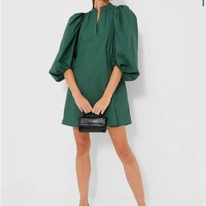 Tuckernuck Forest Green Puff-Sleeve Mini Dress